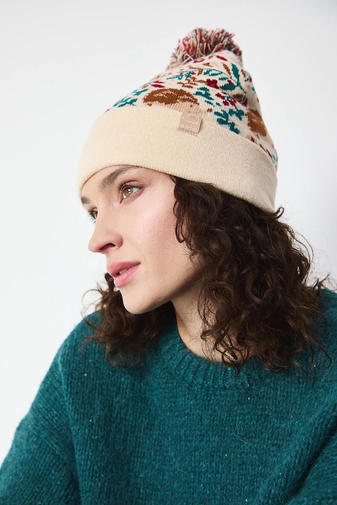 Czapka damska beanie z pomponem kolor multicolor RW25-CDD813