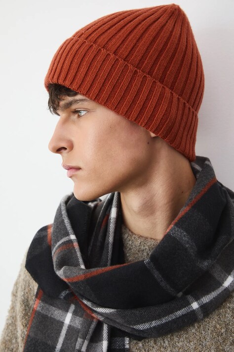 Czapka męska beanie prążkowana kolor pomarańczowy RW25-CDM070