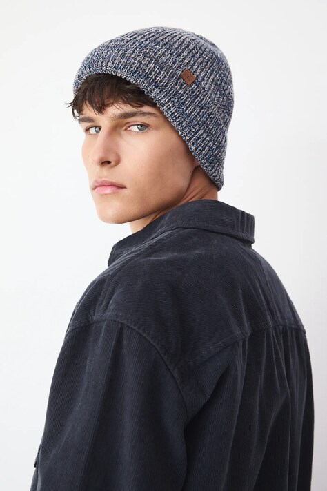 Czapka męska beanie melanżowa kolor granatowy RW25-CDM600