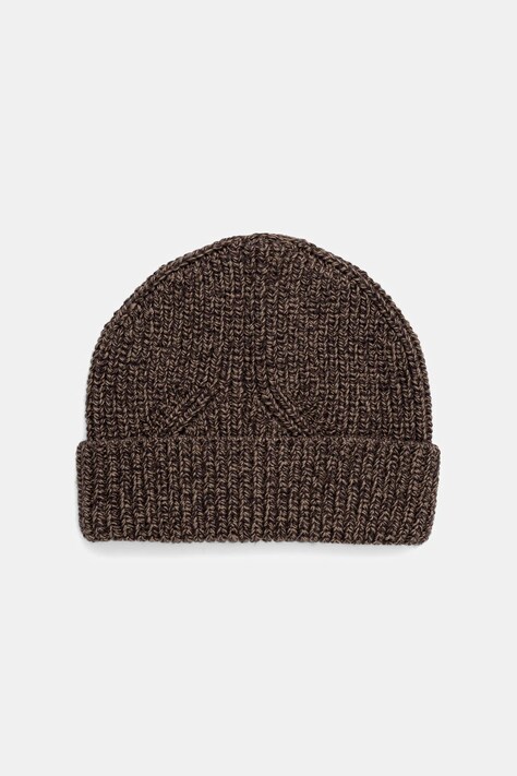 Czapka z domieszką wełny beanie melanżowa kolor brązowy RW25-CDM705