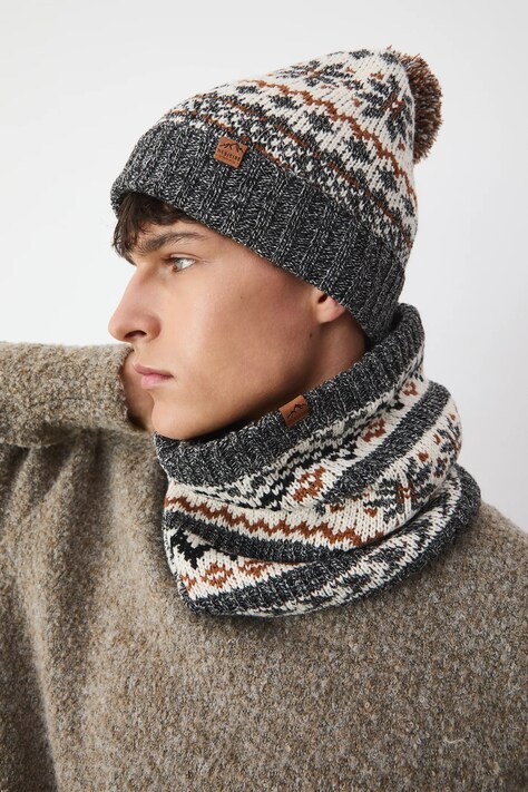 Czapka męska beanie wzorzysta kolor multicolor RW25-CDM911