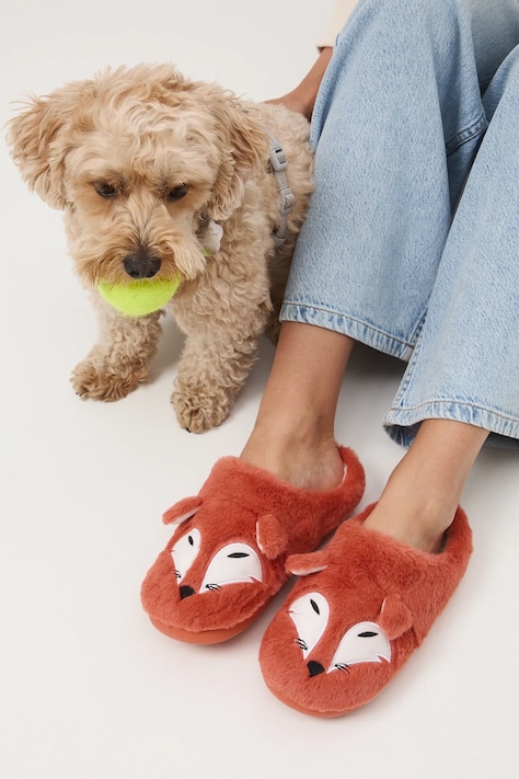 Pantofle dámské z imitace kožešiny oranžová barva RW25-KAD502