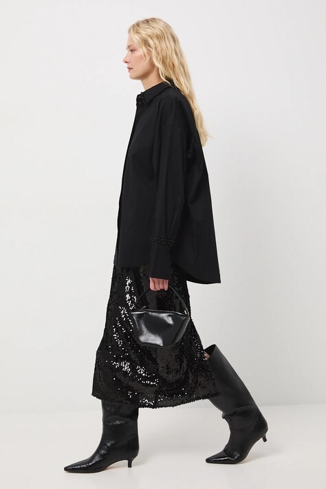 Medicine koszula damska kolor czarny relaxed z kołnierzykiem klasycznym