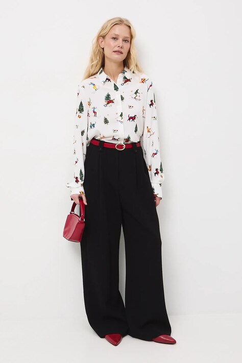 Koszula damska z wiskozy wzorzysta kolor beżowy RW25-KDDA03