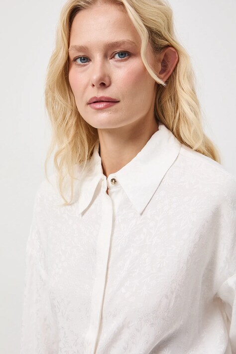 Košeľa žakárová béžová farba RW25-KDDA04