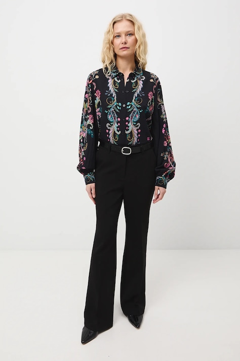 Koszula damska żakardowa z wiskozy wzorzysta kolor czarny RW25-KDDC00