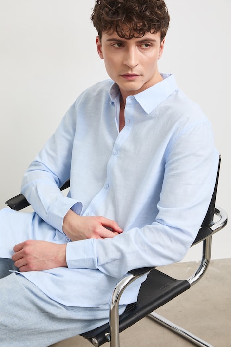 Košile Medicine pánská, modrá barva, regular, s klasickým límcem