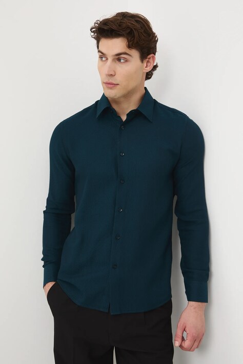 Košile pánská se zesíleným límečkem zelená barva RW25-KDM092