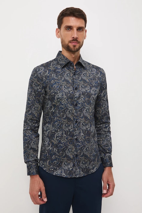 Koszula męska z kołnierzykiem klasycznym wzorzysta kolor multicolor RW25-KDM096