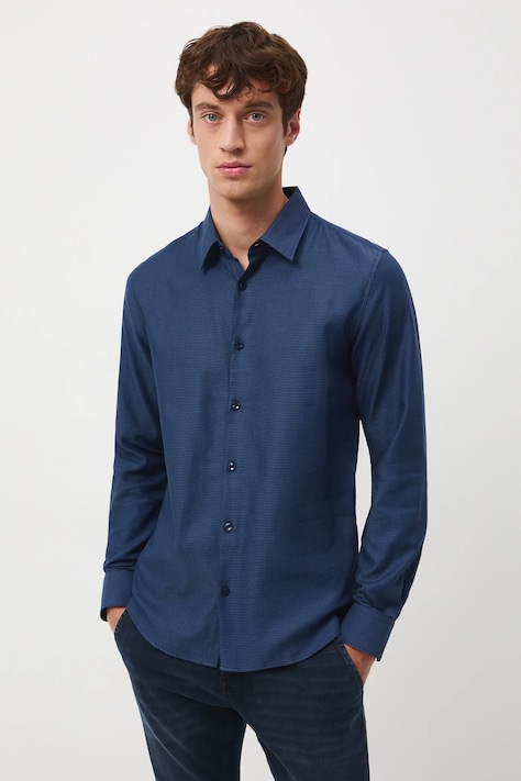 Medicine koszula męska kolor granatowy slim z kołnierzykiem klasycznym