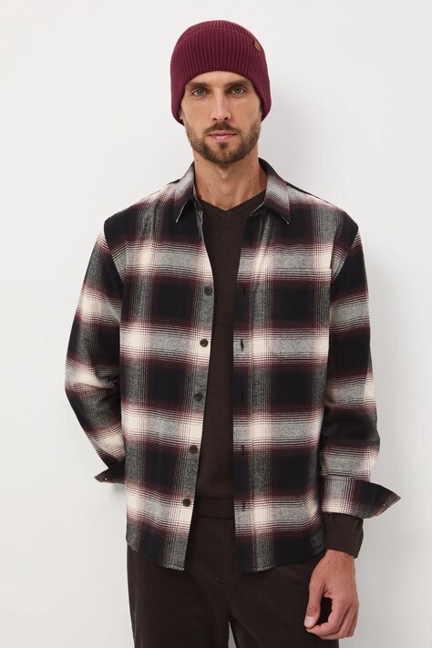 Medicine koszula bawełniana męska kolor brązowy relaxed z kołnierzykiem klasycznym