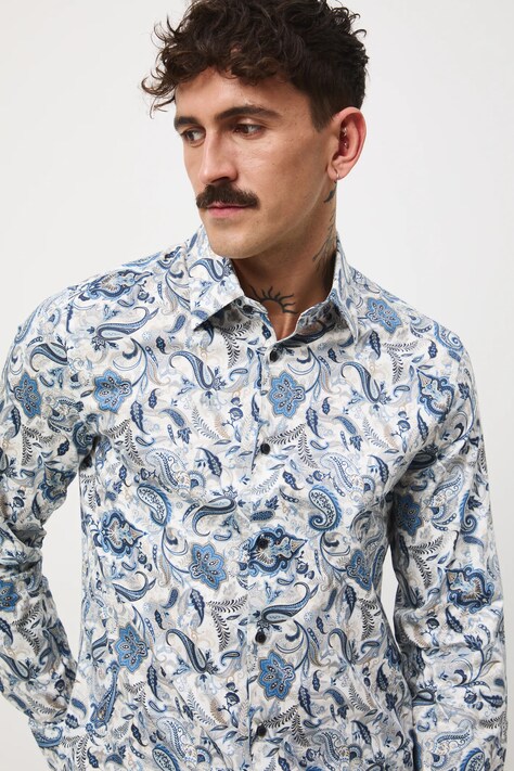 Koszula męska z kołnierzykiem klasycznym wzorzysta kolor multicolor RW25-KDMB11