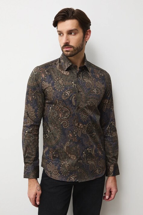 Medicine koszula męska kolor multicolor slim z kołnierzykiem klasycznym