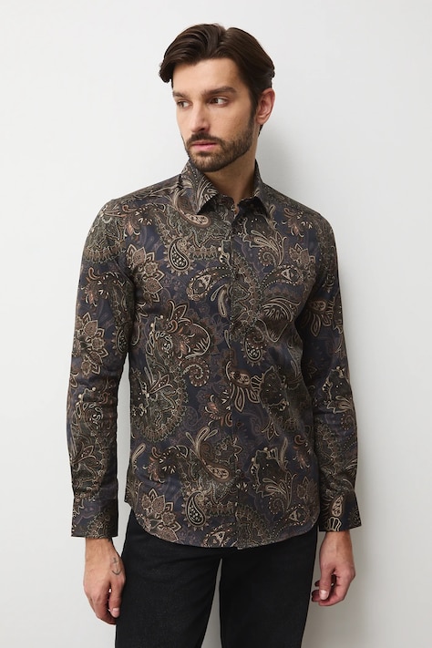 Koszula męska z kołnierzykiem klasycznym wzorzysta kolor multicolor RW25-KDMB12