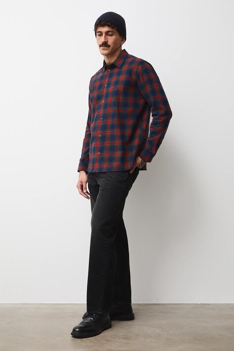 Medicine koszula bawełniana męska kolor granatowy relaxed z kołnierzykiem klasycznym