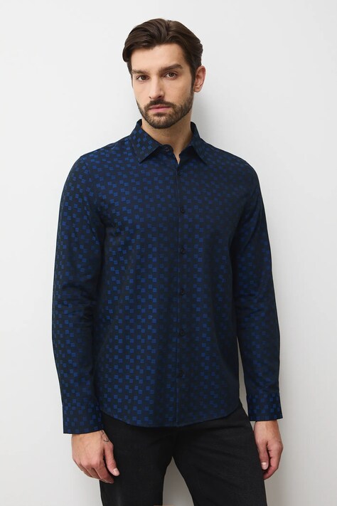 Medicine koszula bawełniana męska kolor granatowy