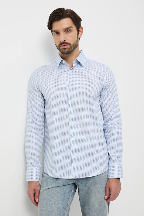 Medicine koszula bawełniana męska kolor multicolor slim z kołnierzykiem klasycznym