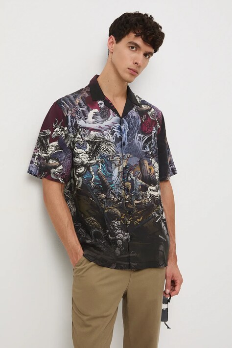 Koszula męska z kołnierzykiem typu resort wzorzysta kolor multicolor RW25-KKM300