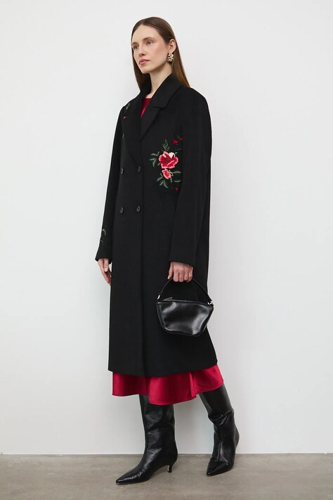 Medicine płaszcz z domieszką wełny damski kolor czarny