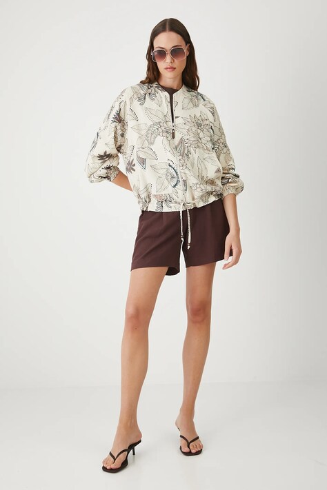 Kurtka bomber lniana damska wzorzysta kolor multicolor RW25.KUD101