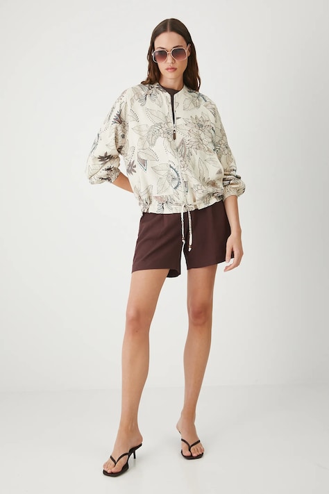 Kurtka bomber lniana damska wzorzysta kolor multicolor RW25.KUD101