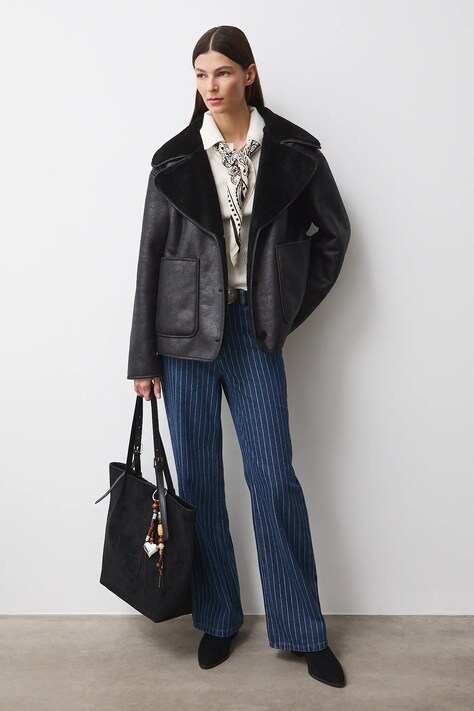 Bunda z ekologickej kože čierna farba RW25-KUD503