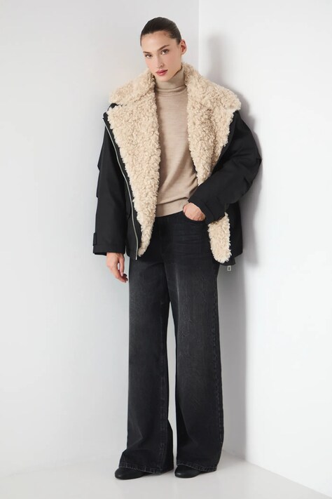 Medicine kurtka biker kolor czarny zimowa oversize