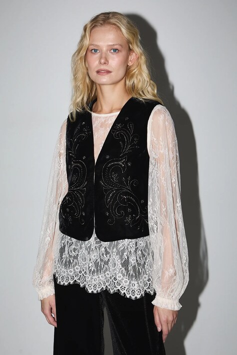 Medicine kamizelka damska kolor czarny jednorzędowa