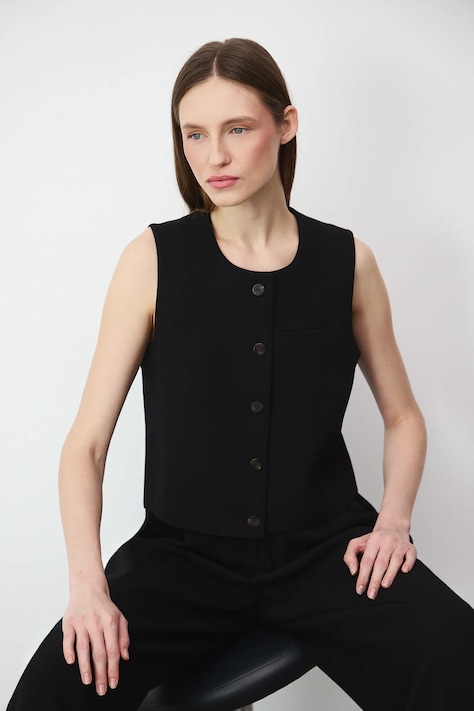 Medicine kamizelka damska kolor czarny jednorzędowa