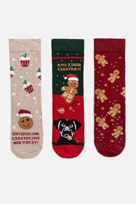 Bavlnené ponožky sviatočné (3-pack) viac farieb RW25-LBDA04