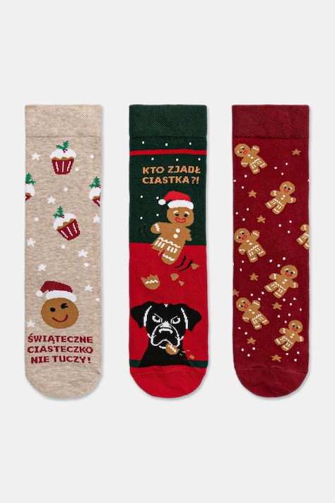 Skarpetki bawełniane damskie świąteczne (3-pack) kolor multicolor RW25-LBDA04
