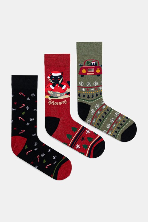 Skarpetki bawełniane męskie świąteczne (3-pack) kolor multicolor RW25-LBMA08