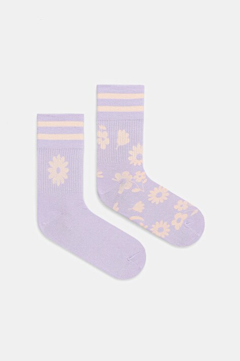Skarpetki bawełniane damskie w kwiaty (2-pack) kolor multicolor RW25-LGD202