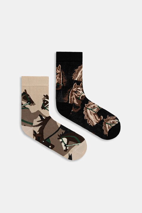 Skarpetki bawełniane damskie wzorzyste (2-pack) kolor multicolor RW25-LGD302