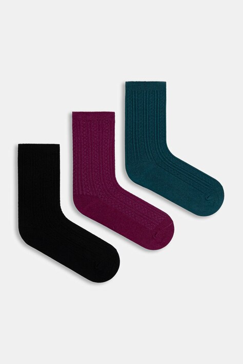 Skarpetki bawełniane damskie z fakturą (3-pack) kolor multicolor RW25-LGD401