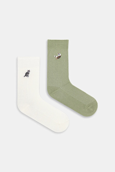Ponožky s ozdobnou výšivkou s mačkami (2-pack) viac farieb RW25-LGD409