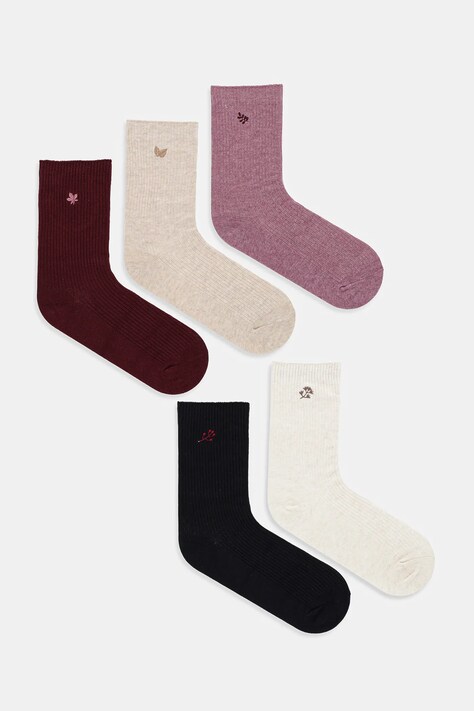 Skarpetki bawełniane damskie z ozdobnym haftem (5-pack) kolor multicolor RW25-LGD608
