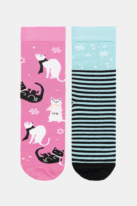 Bavlněné ponožky dámské se vzorem kočiček (2-pack) více barev RW25-LGDC01