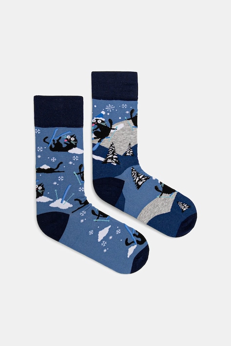 Skarpetki bawełniane męskie w koty (2-pack) kolor multicolor RW25-LGMA11