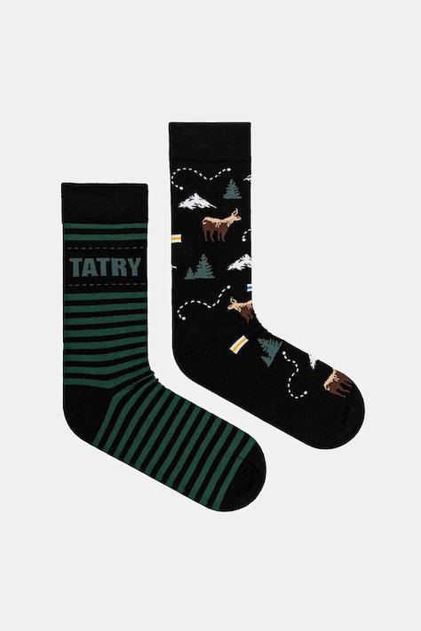 Bavlněné ponožky pánské s horským motivem (2-pack) černá barva RW25-LGMA22