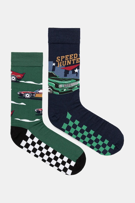 Skarpetki bawełniane męskie w samochody (2-pack) kolor multicolor RW25-LGMB04