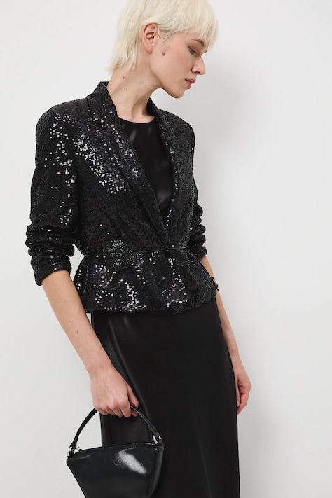 Sako dámske s flitrami čierna farba RW25-MKDA01