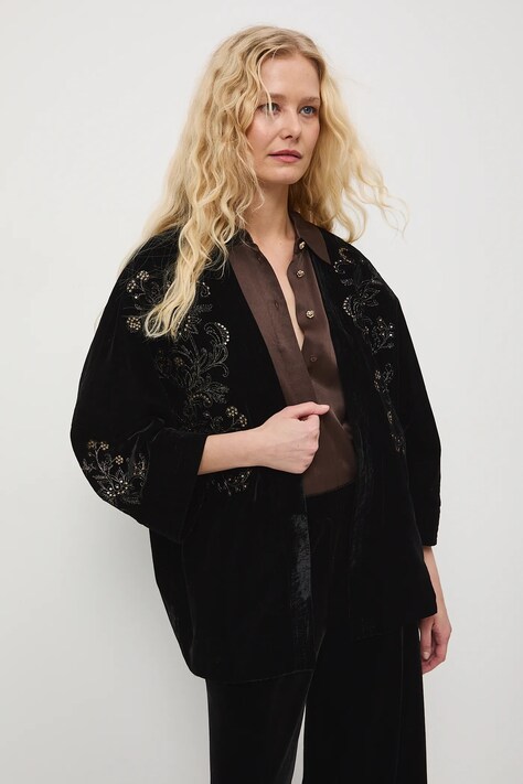 Medicine kimono damskie kolor czarny niezapinana