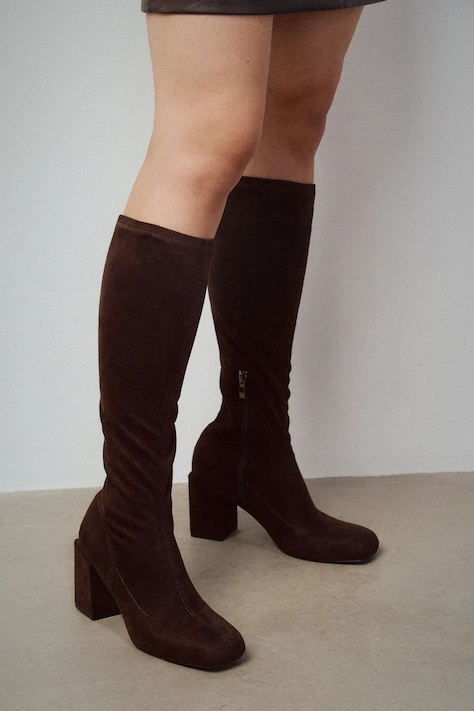 Kozačky dámské z imitace semiše hnědá barva RW25-OBD314