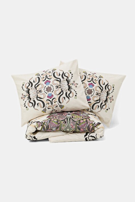 Sada bavlněných povlečení se vzorem 160 x 200 cm béžová barva RW25-PCU400