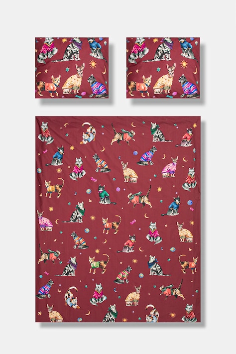 Komplet pościeli bawełnianej w koty 160 x 200 cm kolor multicolor RW25-PCU808