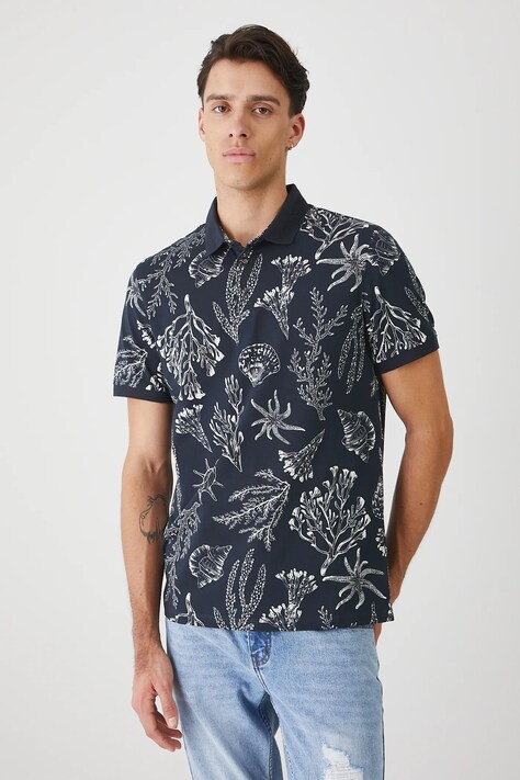 Medicine polo męskie bawełniane z elastanem granatowe