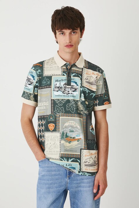 Medicine polo męskie kolor multicolor wzorzysty