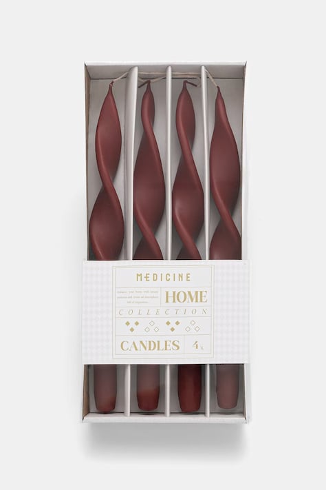 Ozdobná sviečka kužeľovité (4-pack) bordová farba RW25-SCU409