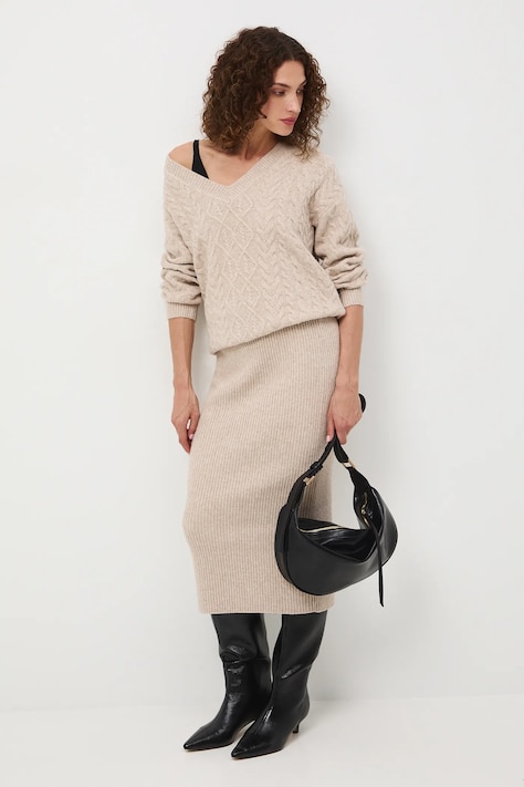 Medicine fusta culoarea bej, maxi, drept